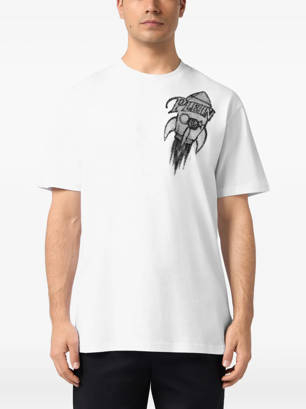 Philipp Plein Rocket T-shirt verfraaid met stras Wit
