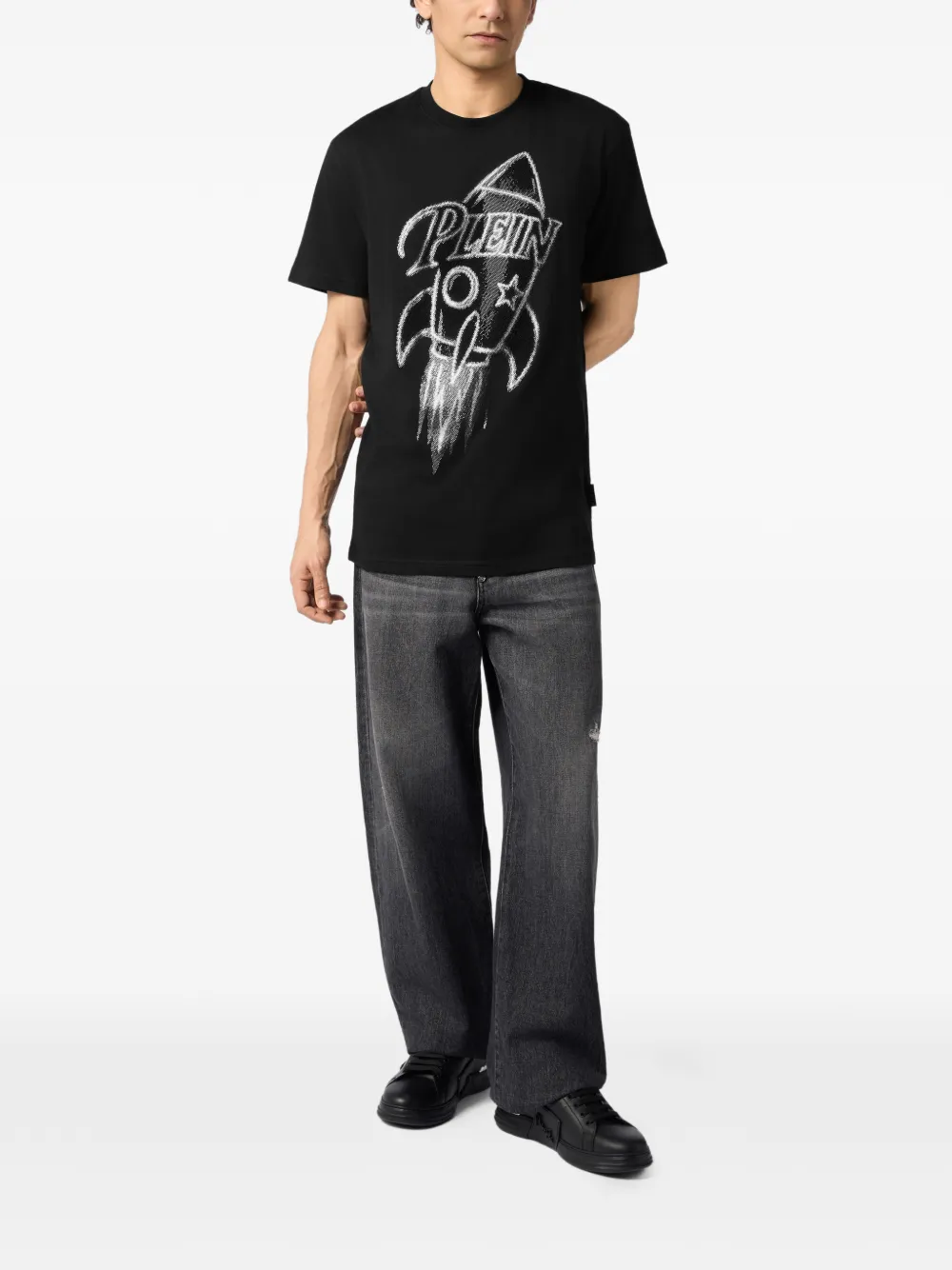 Philipp Plein T-shirt met ronde hals en steentjes Zwart