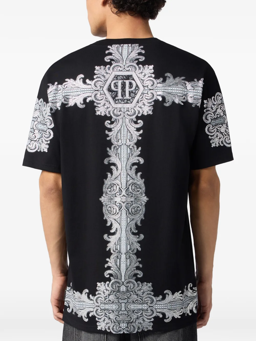 Philipp Plein Baroque T-shirt verfraaid met kristallen Zwart