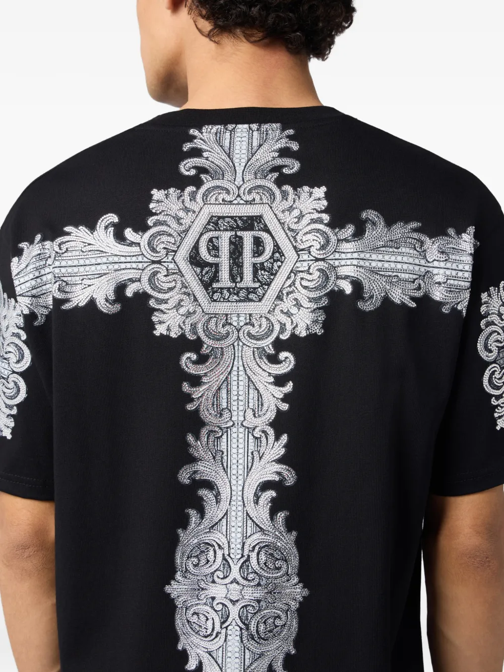 Philipp Plein Baroque T-shirt verfraaid met kristallen Zwart