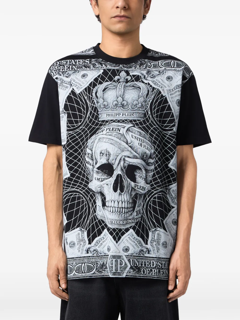 Philipp Plein Dollar Skull T-shirt Zwart
