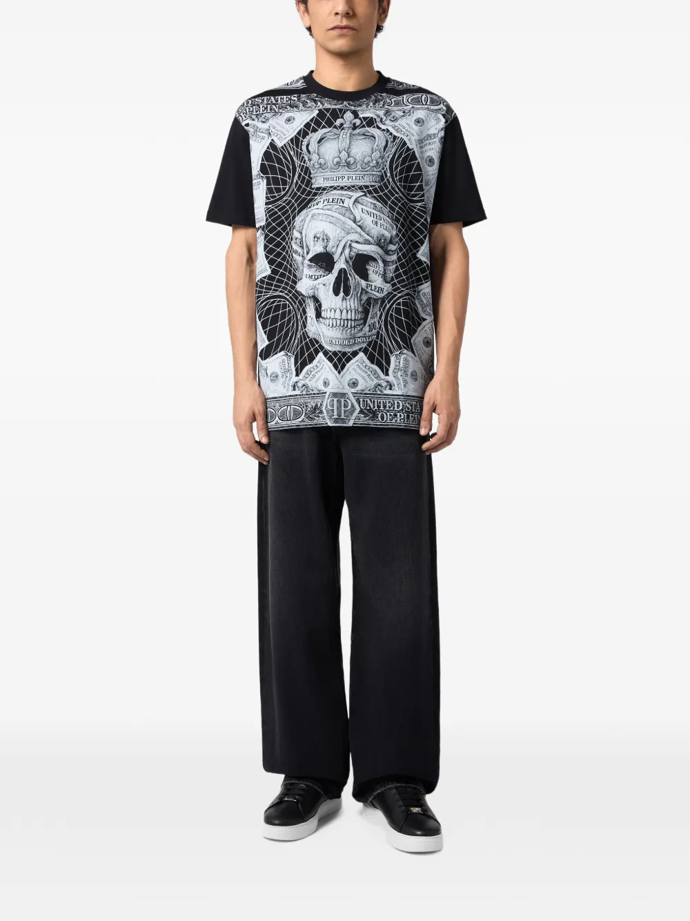 Philipp Plein Dollar Skull T-shirt Zwart