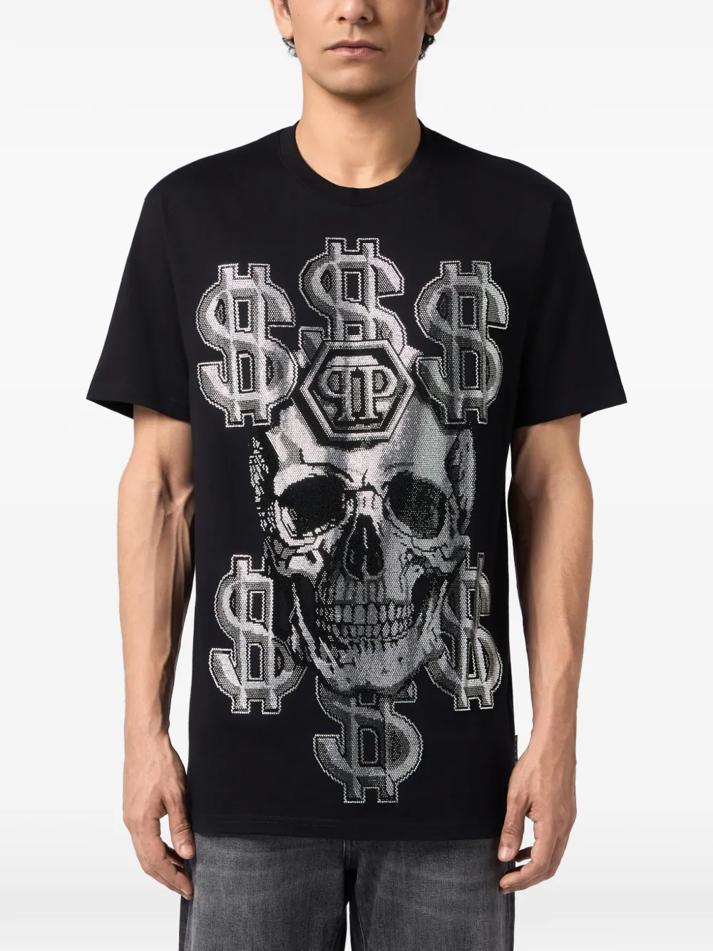 Philipp Plein T-shirt verfraaid met kristallen Zwart