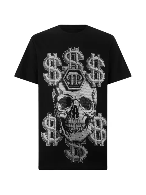 Philipp Plein crystal-embellished skull-print T-shirt