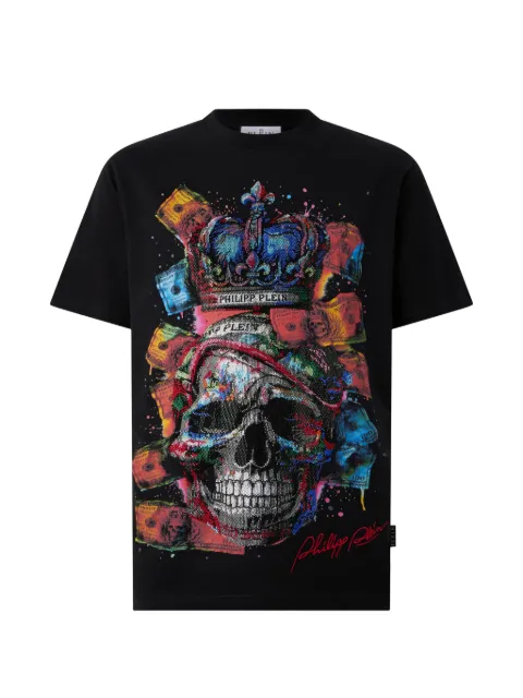 Philipp Plein crystal-embellished Dollar Skull T-shirt
