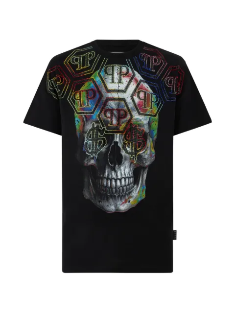 Philipp Plein skull-print crystal-embellished T-shirt