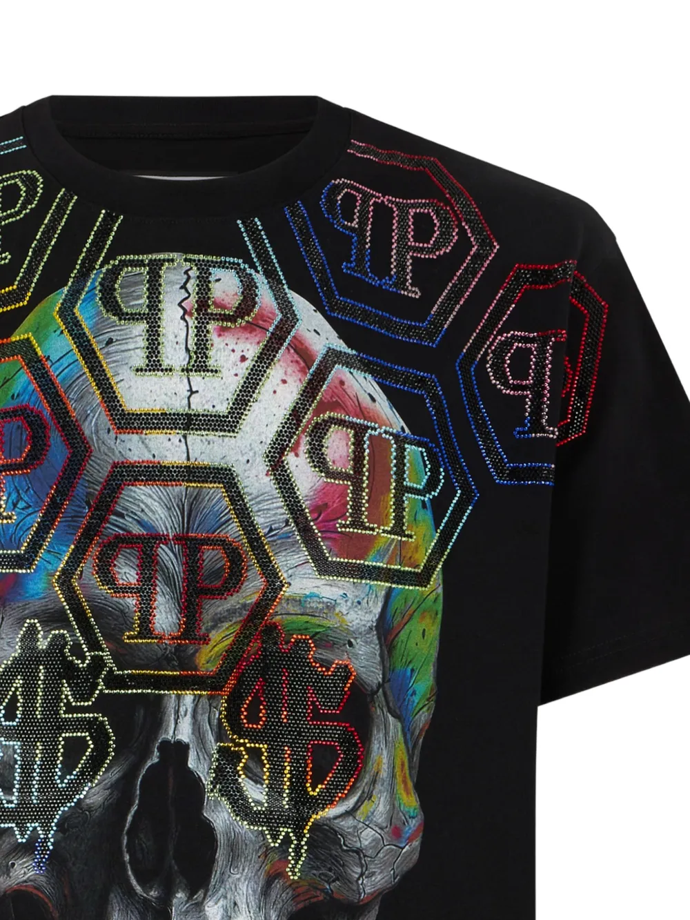 Philipp Plein T-shirt met doodskopprint verfraaid met kristallen Zwart