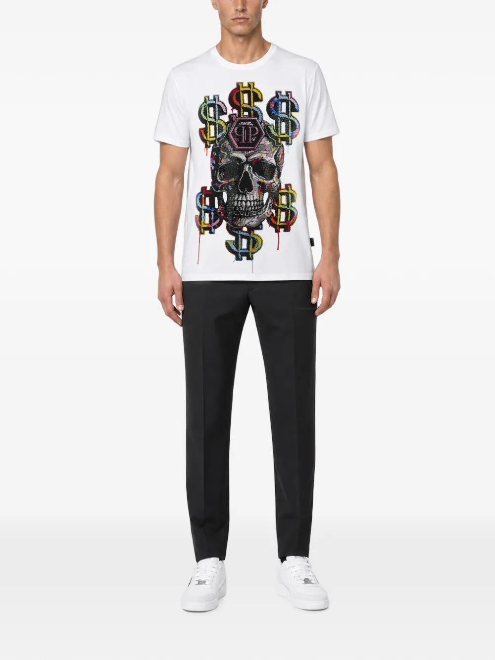 Philipp Plein Dollar Skull T-shirt Wit