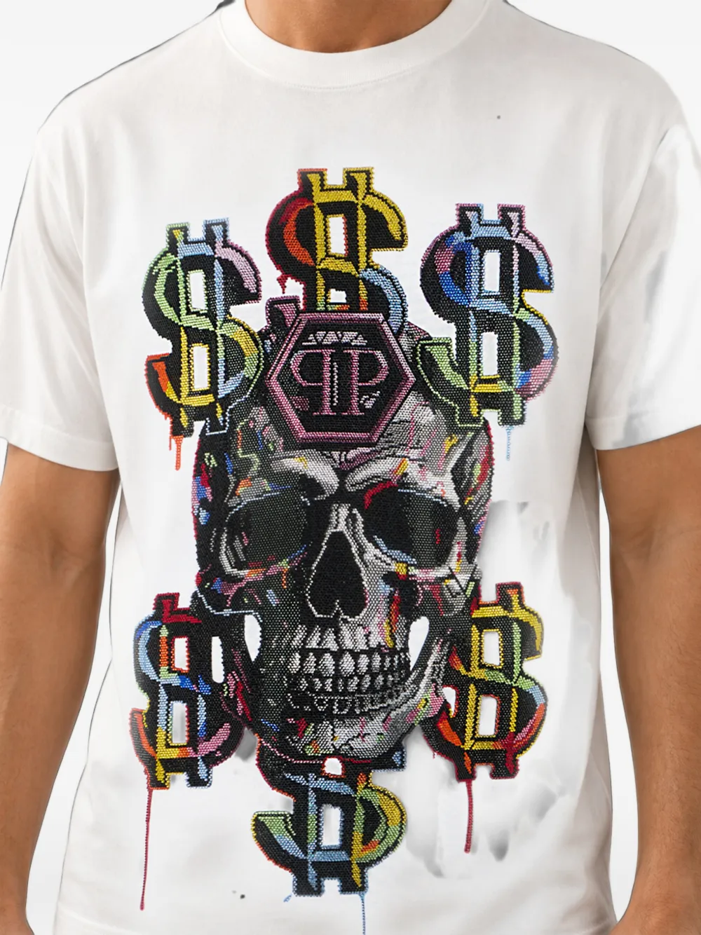 Philipp Plein Dollar Skull T-shirt Wit