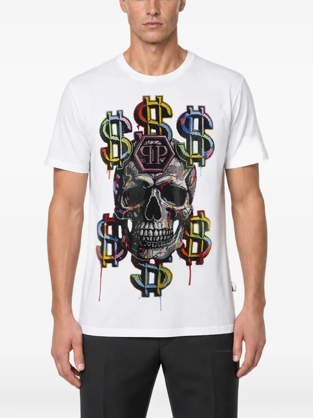 Philipp Plein Dollar Skull T-shirt Wit
