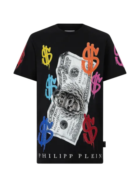 Philipp Plein t-shirt à imprimé dollar à ornements en cristal