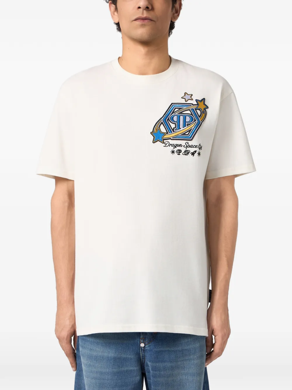 Philipp Plein T-shirt met geborduurd logo Beige