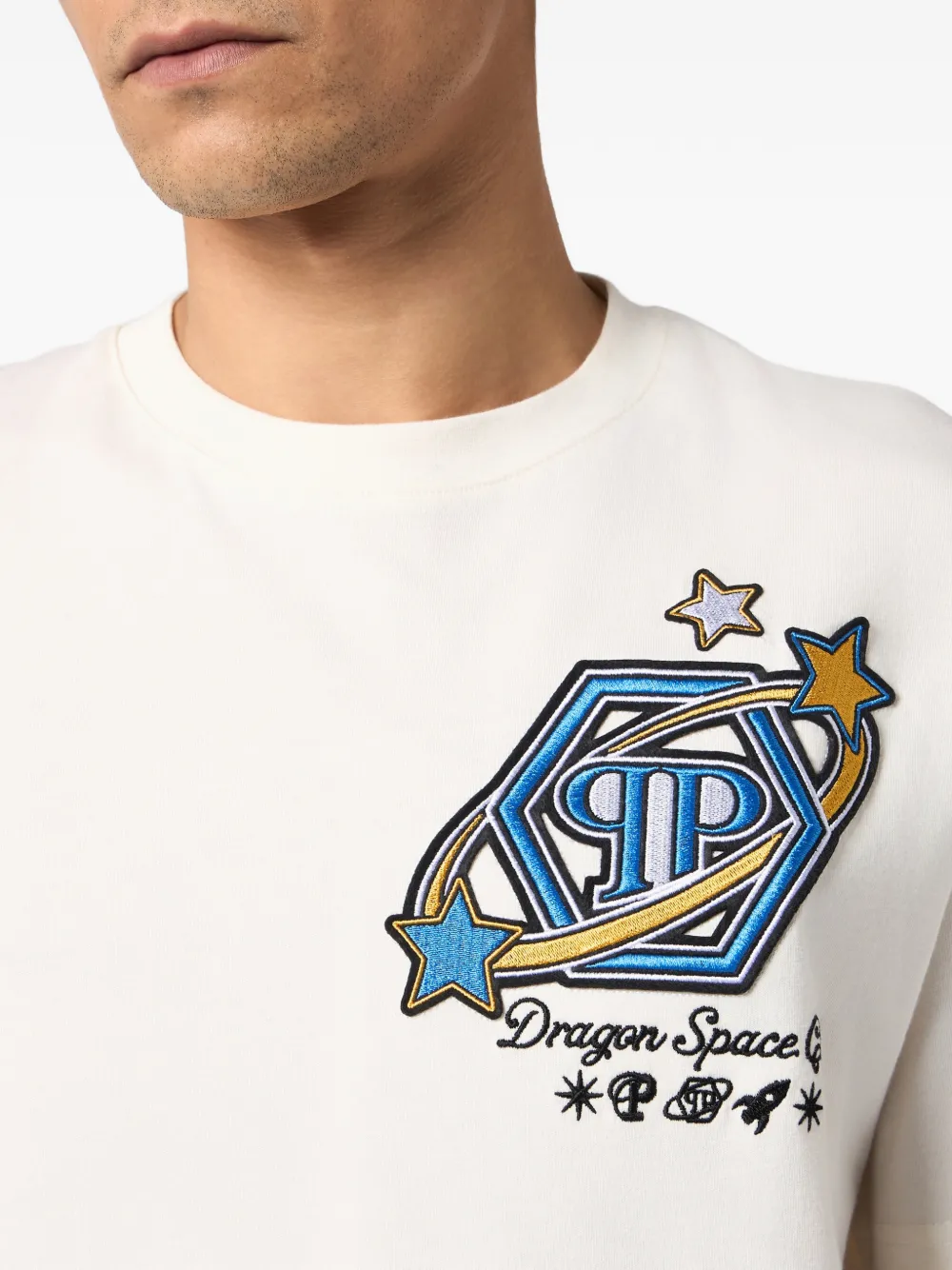 Philipp Plein T-shirt met geborduurd logo Beige
