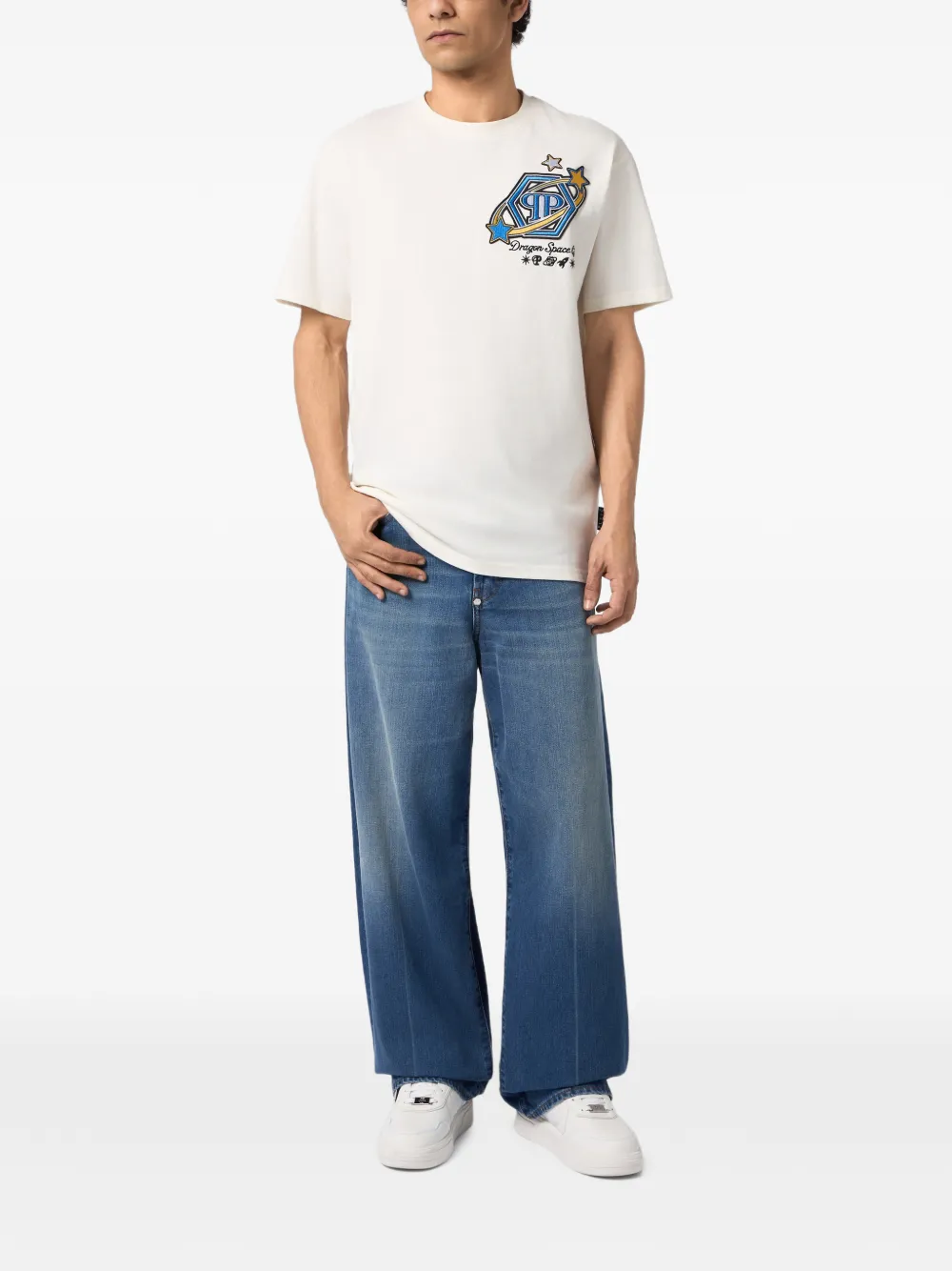 Philipp Plein T-shirt met geborduurd logo Beige