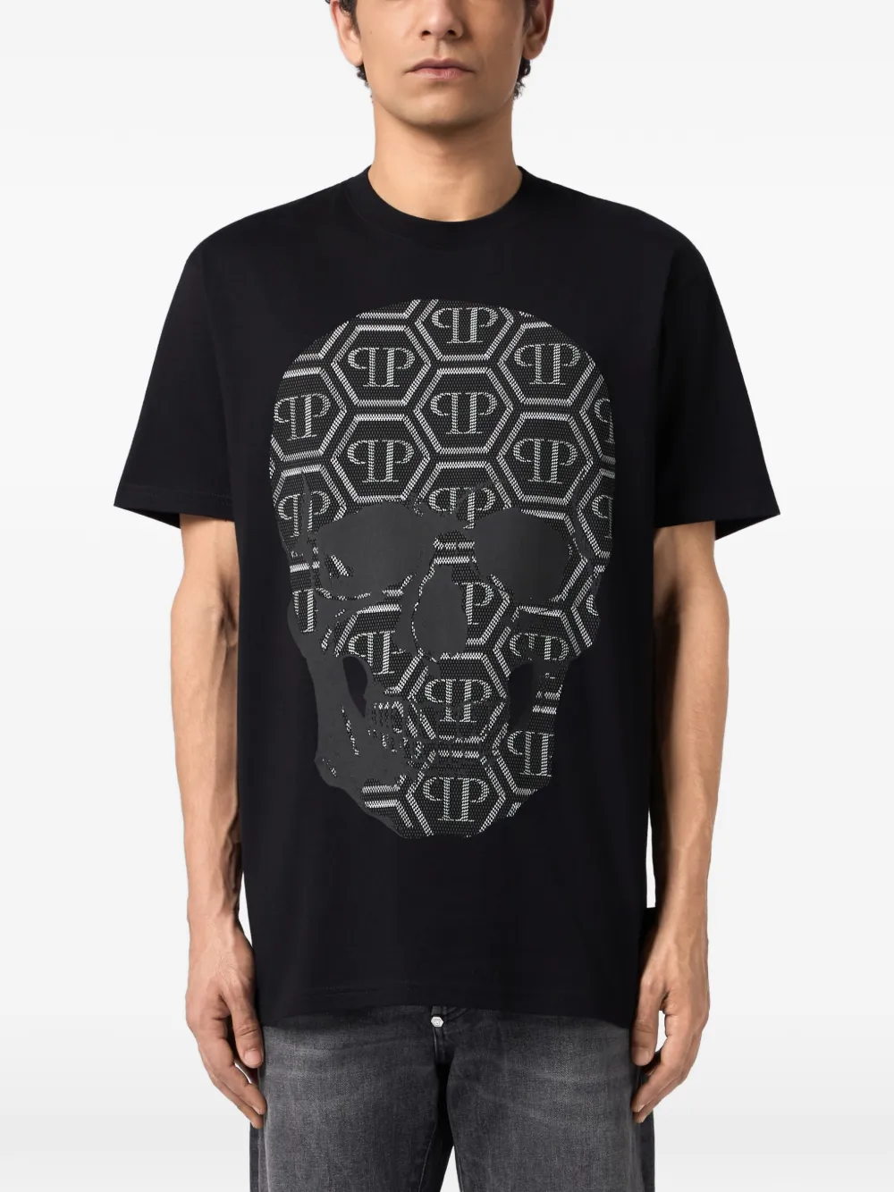 Philipp Plein Skull T-shirt met monogramprint Zwart