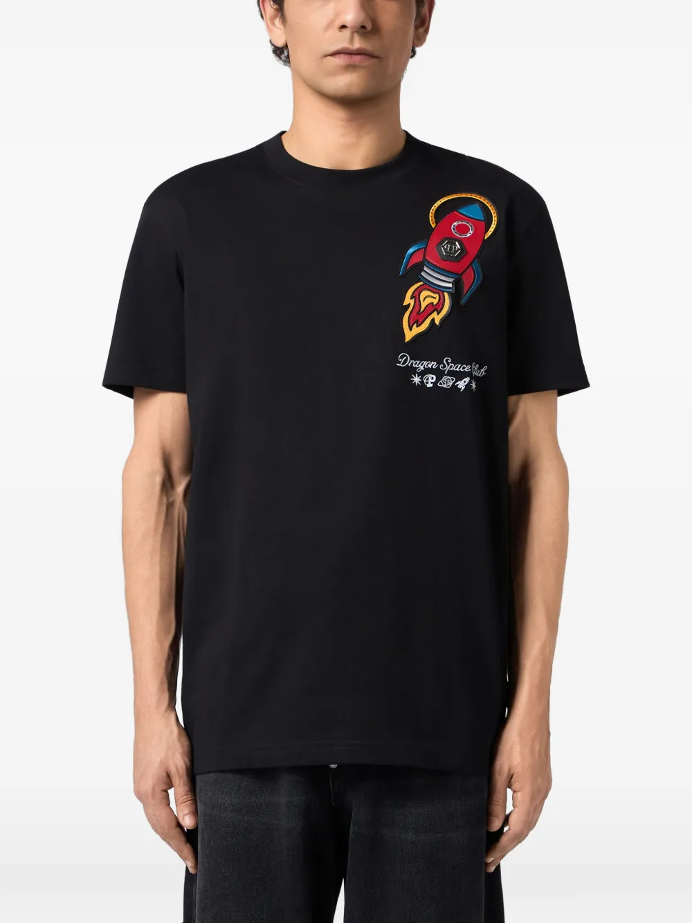 Philipp Plein T-shirt met raket patch Zwart