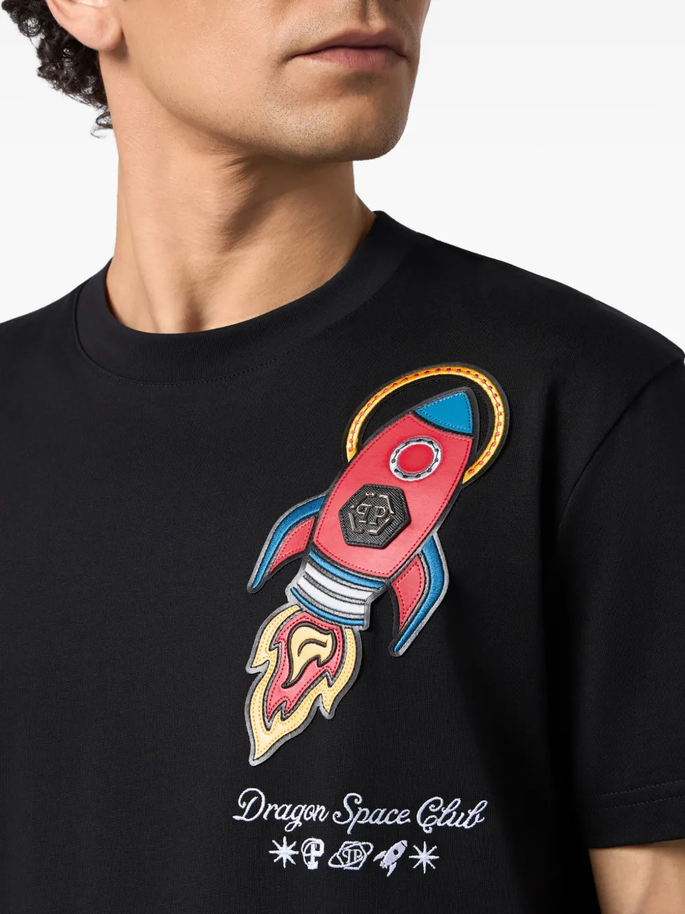 Philipp Plein T-shirt met raket patch Zwart