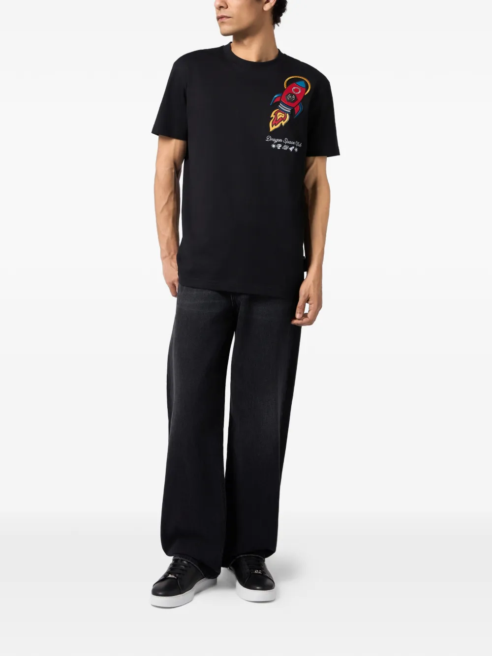 Philipp Plein T-shirt met raket patch Zwart