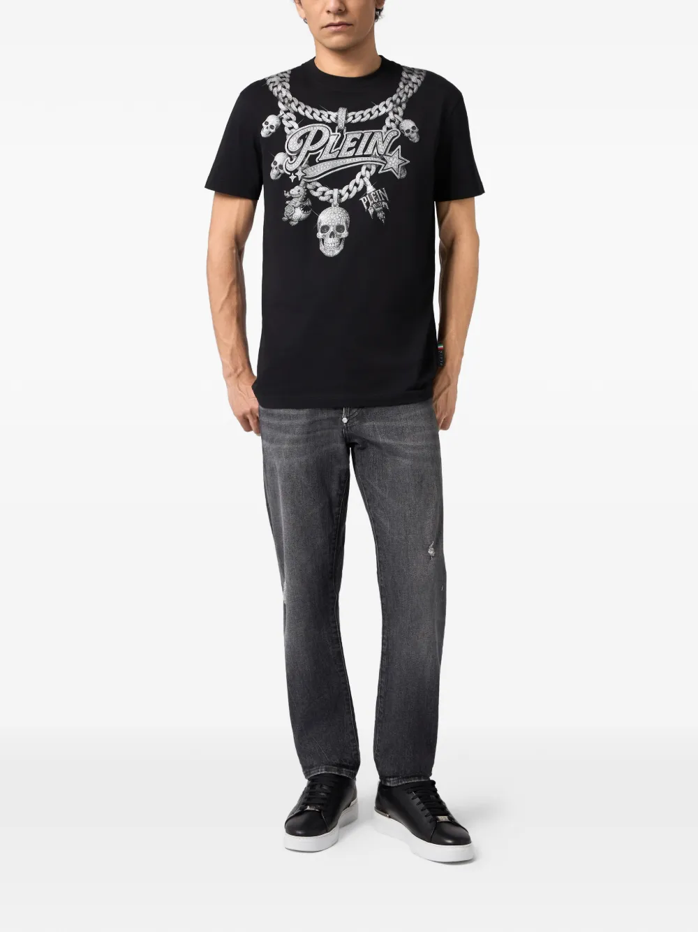 Philipp Plein T-shirt met kettingprint Zwart