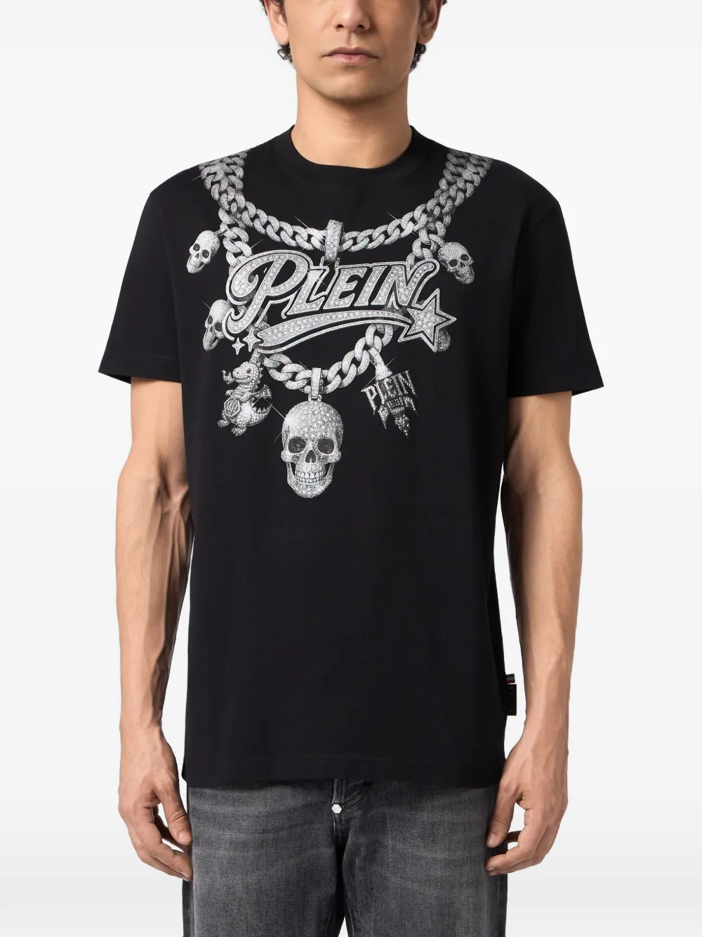Philipp Plein T-shirt met kettingprint Zwart
