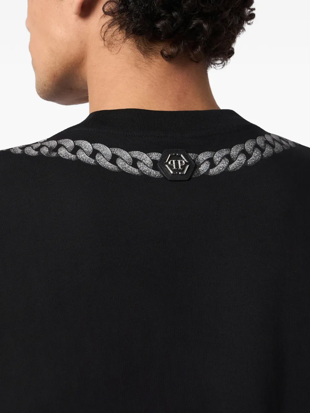 Philipp Plein T-shirt met kettingprint Zwart