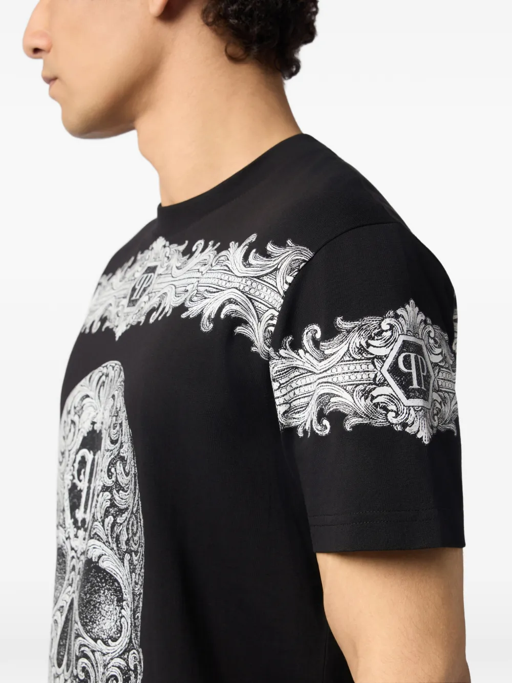 Philipp Plein T-shirt met barok doodskop Zwart