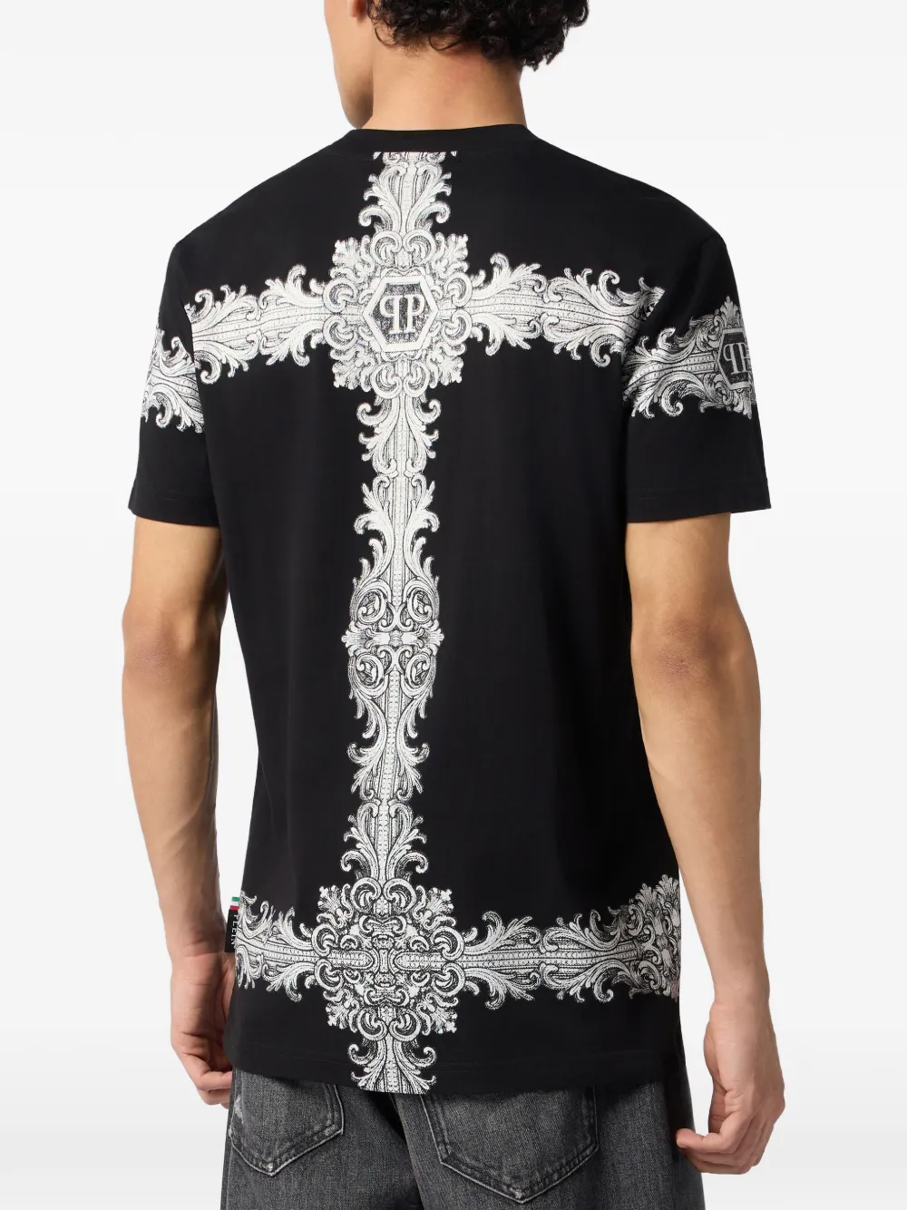 Philipp Plein T-shirt met barok doodskop Zwart