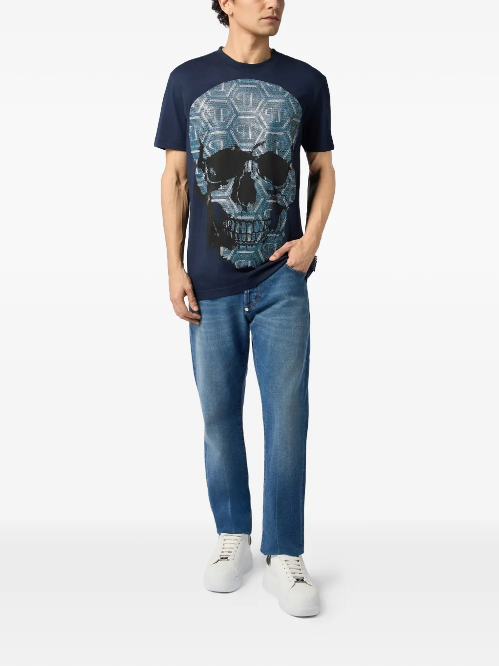 Philipp Plein T-shirt met Skull-monogram Blauw