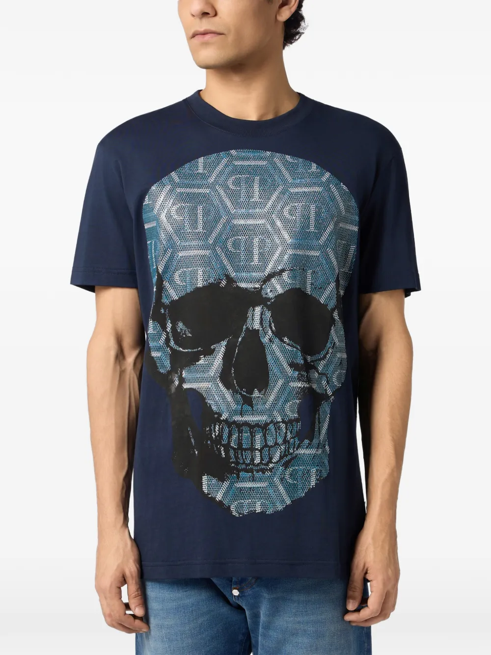 Philipp Plein T-shirt met Skull-monogram Blauw