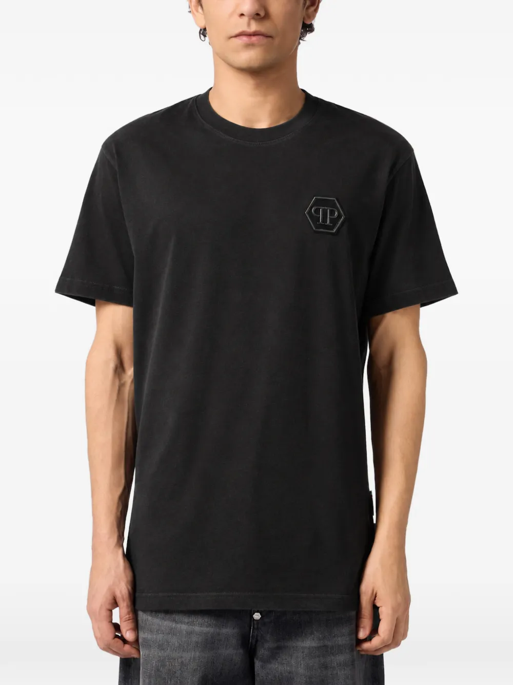 Philipp Plein round-neck T-shirt embroidery Hexagon Zwart