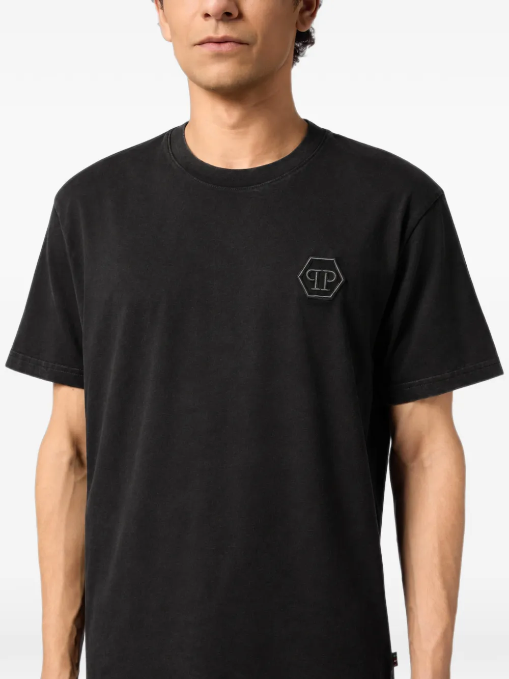 Philipp Plein round-neck T-shirt embroidery Hexagon Zwart