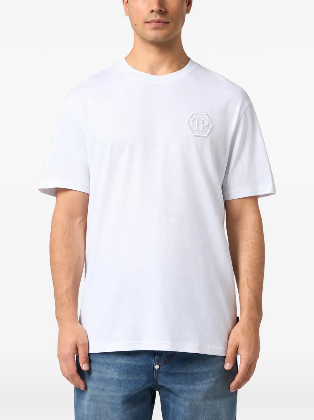 Philipp Plein round-neck T-shirt embroidery Hexagon Wit