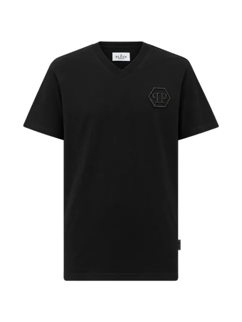 Philipp Plein t-shirt brodé à col v Hexagon