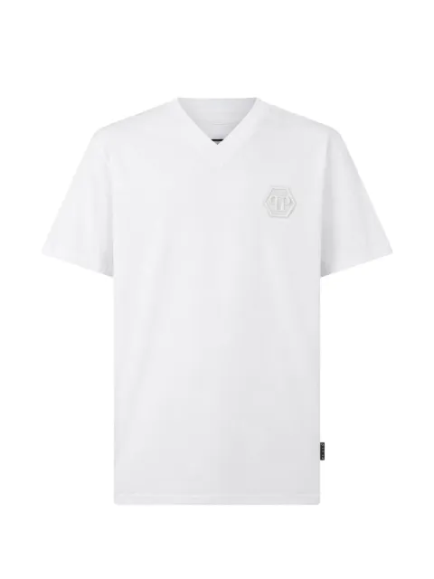 Philipp Plein t-shirt brodé à col v Hexagon