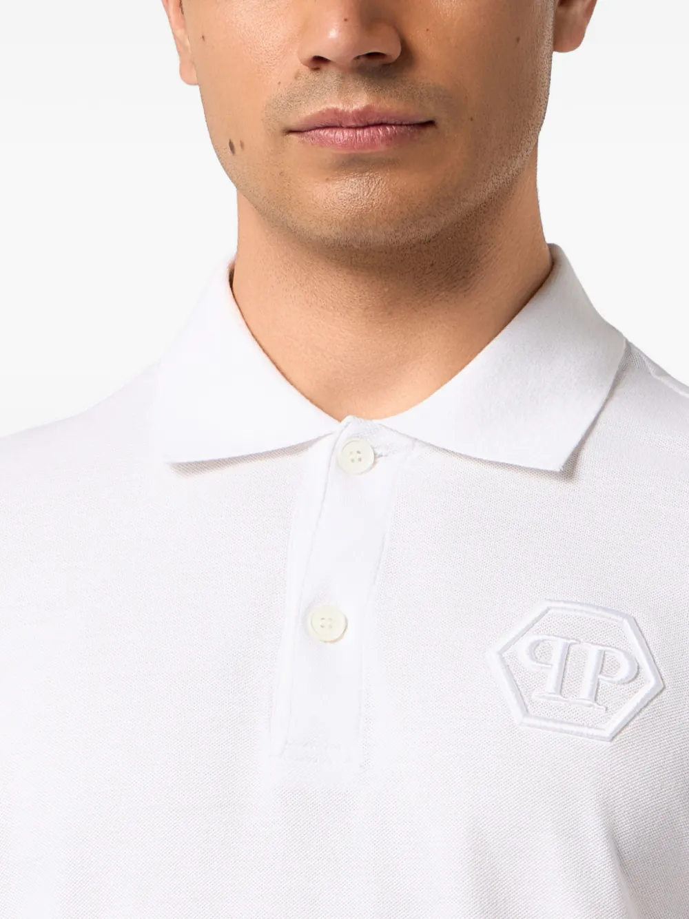 Philipp Plein Zeshoekig poloshirt met borduurwerk Wit