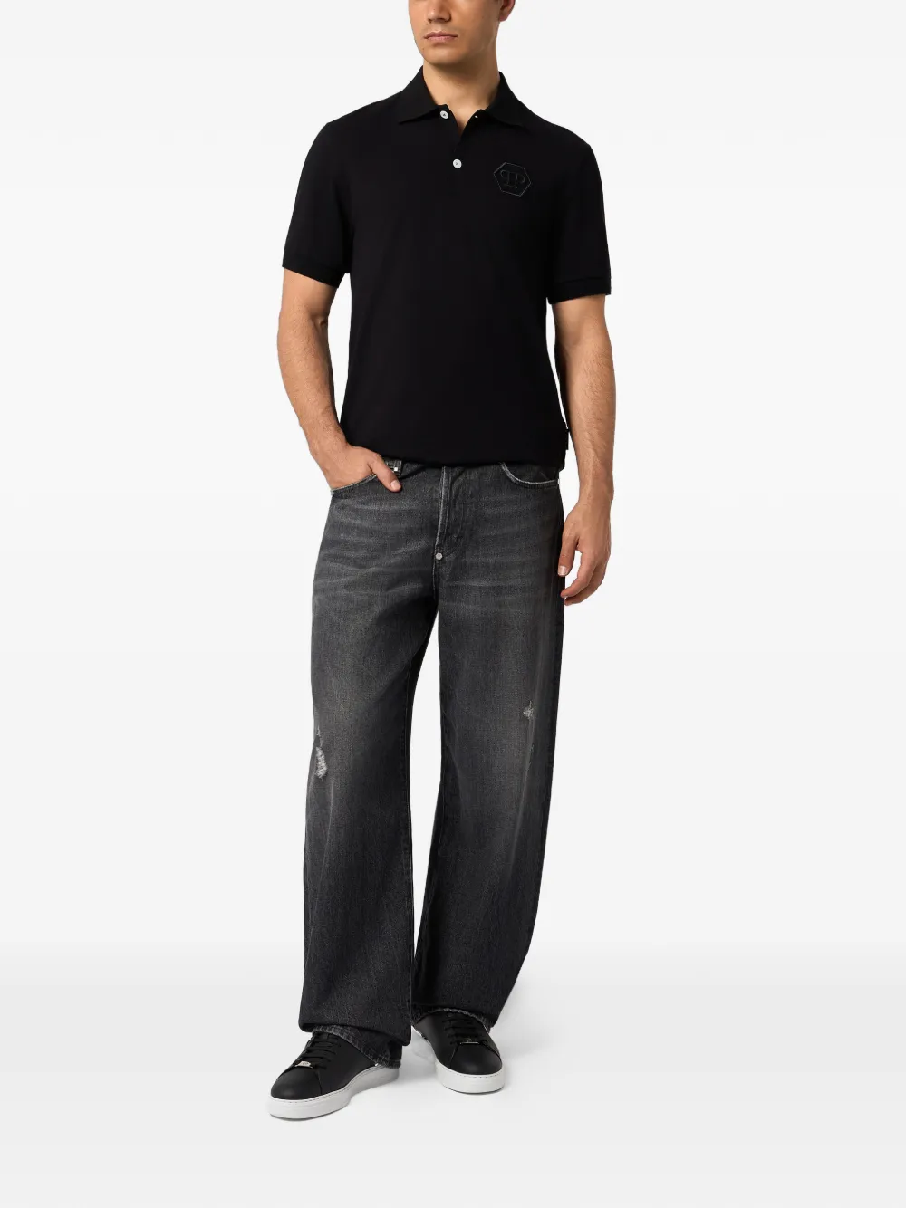 Philipp Plein Poloshirt met geborduurd logo en zeshoekige zool Zwart