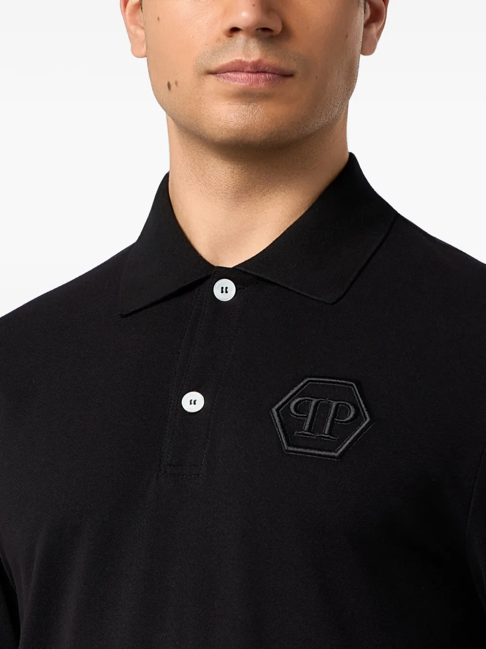 Philipp Plein Poloshirt met geborduurd logo en zeshoekige zool Zwart