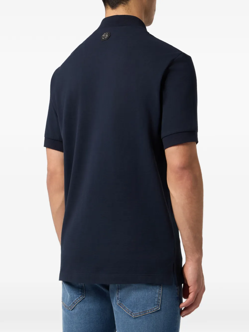 Philipp Plein Poloshirt met geborduurde zeshoekige streep Blauw