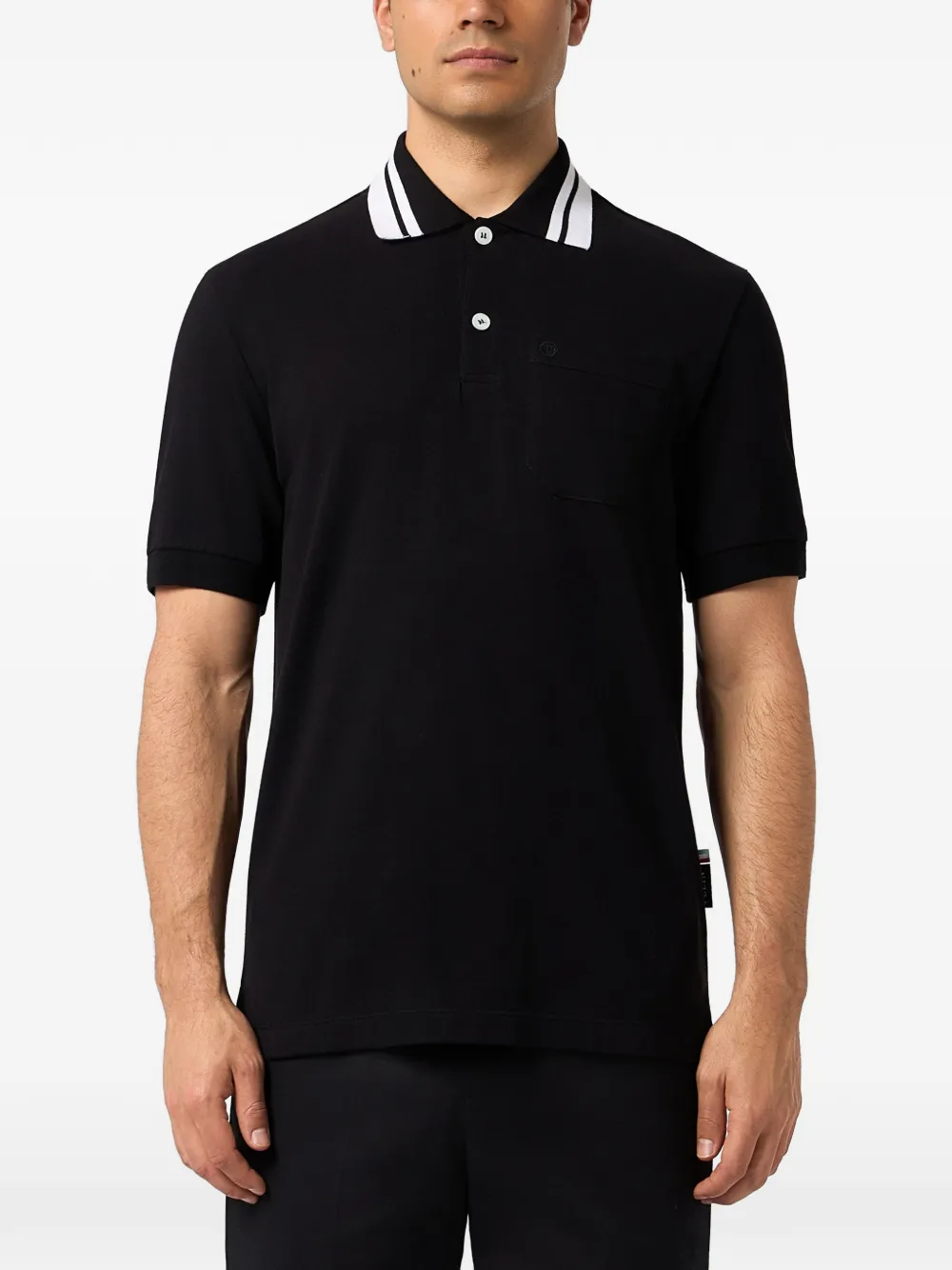 Philipp Plein Poloshirt met contrasterende kraag en borstzak Zwart