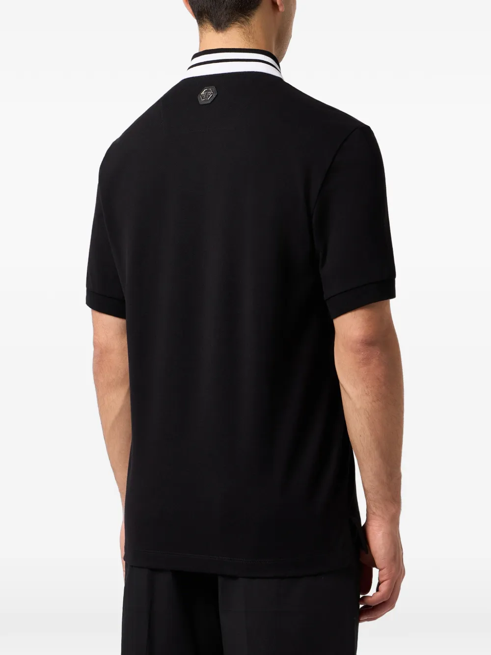 Philipp Plein Poloshirt met contrasterende kraag en borstzak Zwart