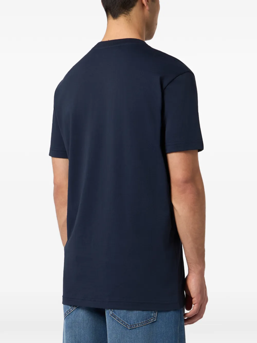 Philipp Plein T-shirt met geborduurde hals en logoplakkaat Blauw