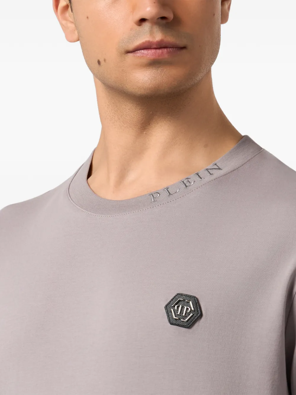 Philipp Plein T-shirt met logoplakkaat Beige