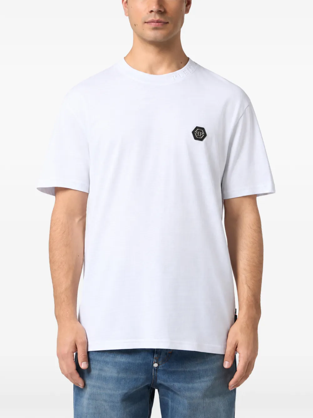 Philipp Plein round neck T-shirt neck logo Wit