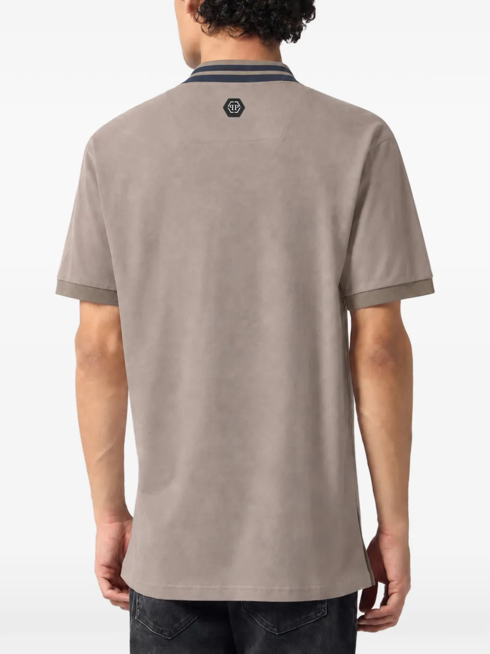 Philipp Plein polo T-shirt stripe logo Beige