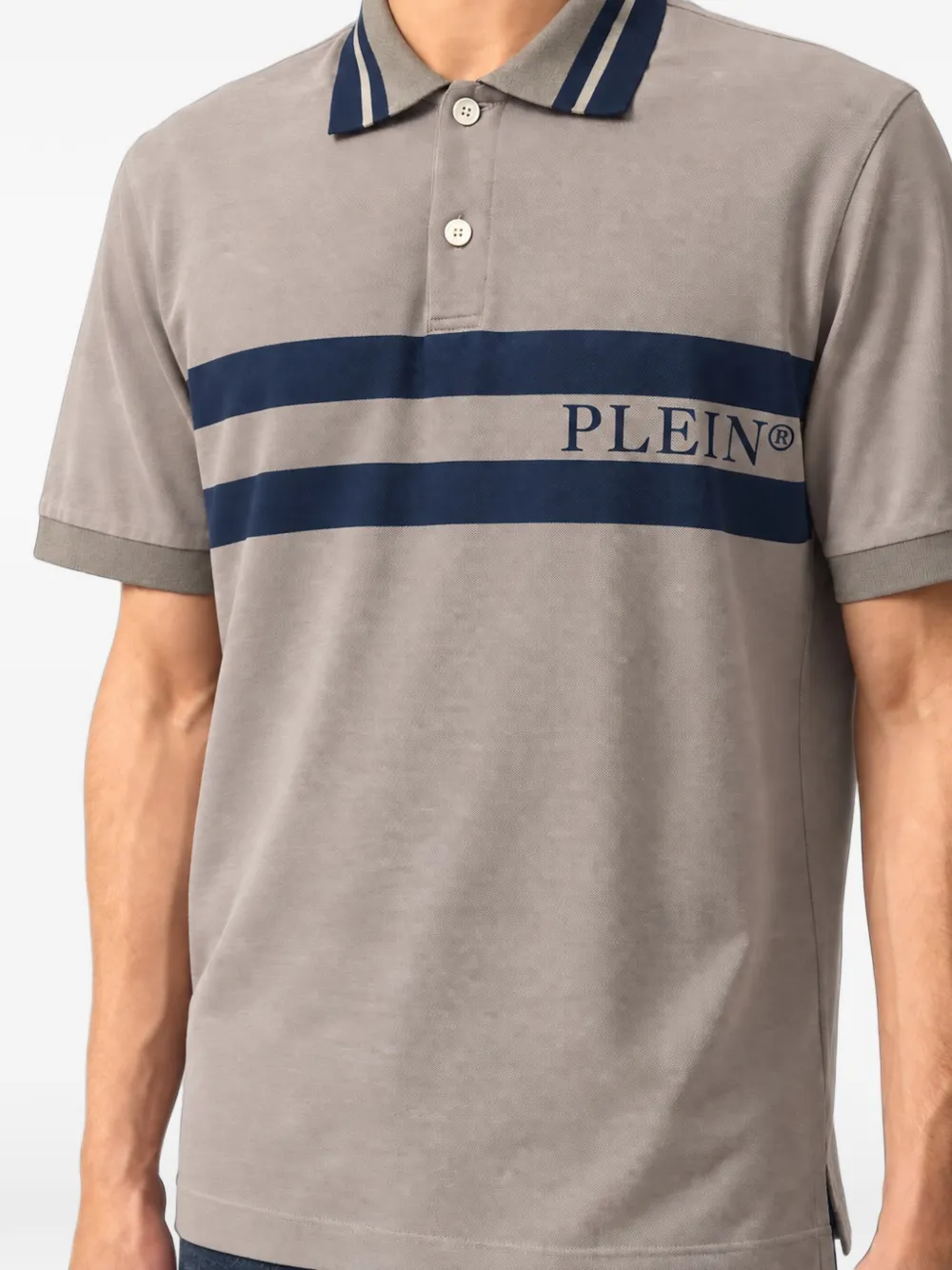 Philipp Plein polo T-shirt stripe logo Beige