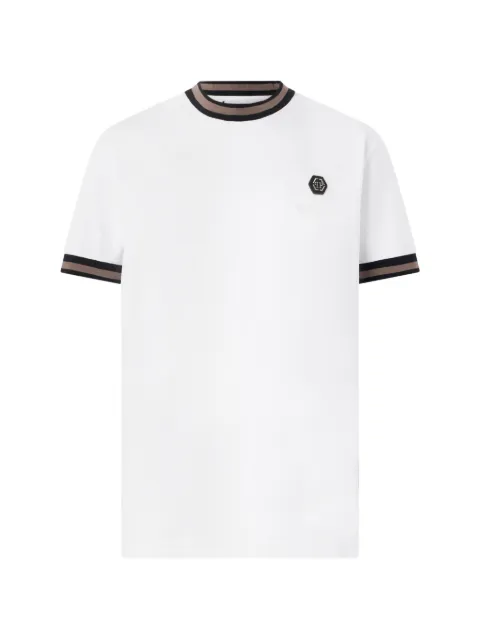Philipp Plein t-shirt rayé à plaque logo
