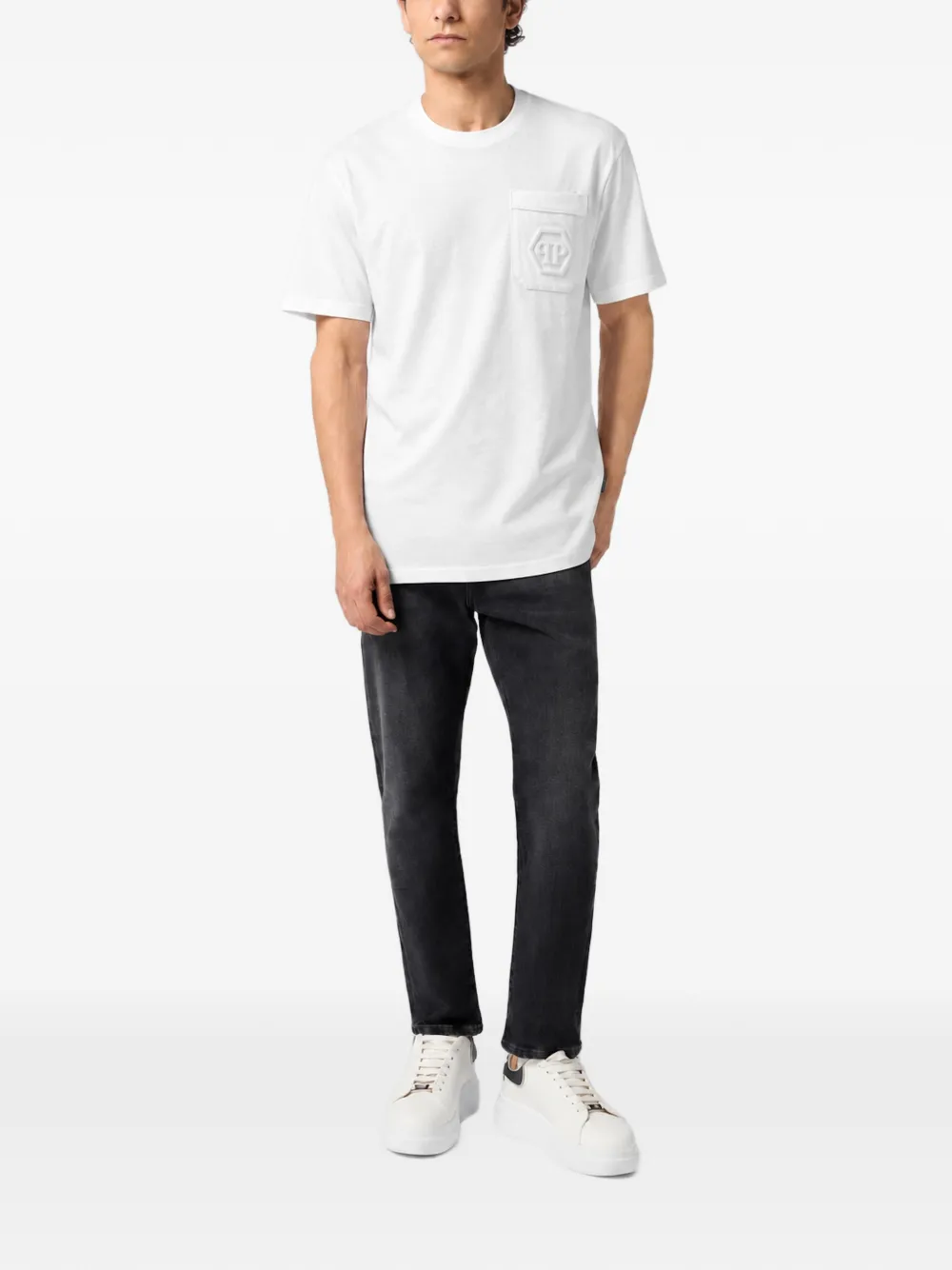 Philipp Plein round neck T-shirt Hexagon-pocket Wit