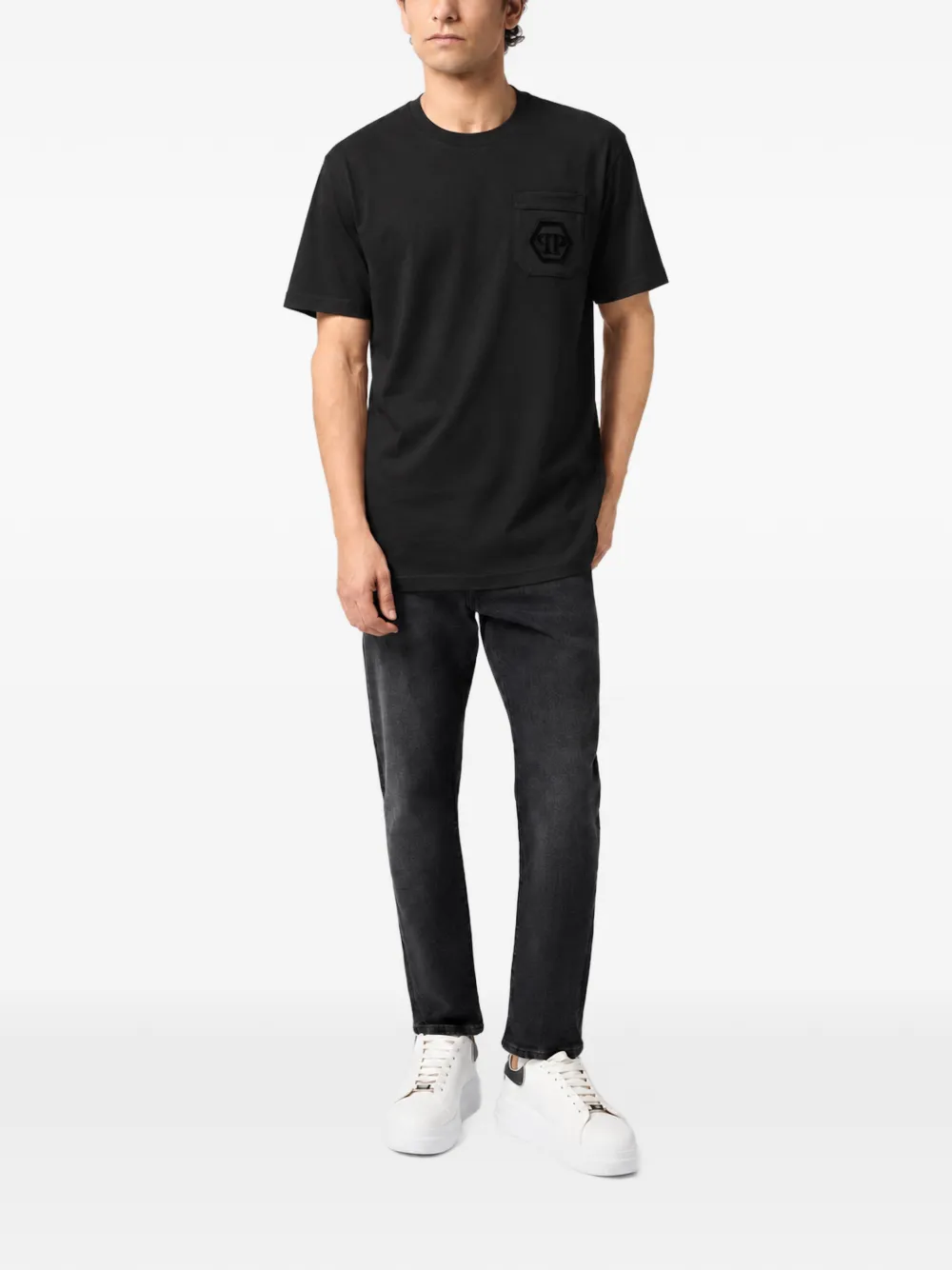 Philipp Plein round-neck T-shirt Hexagon-pocket Zwart