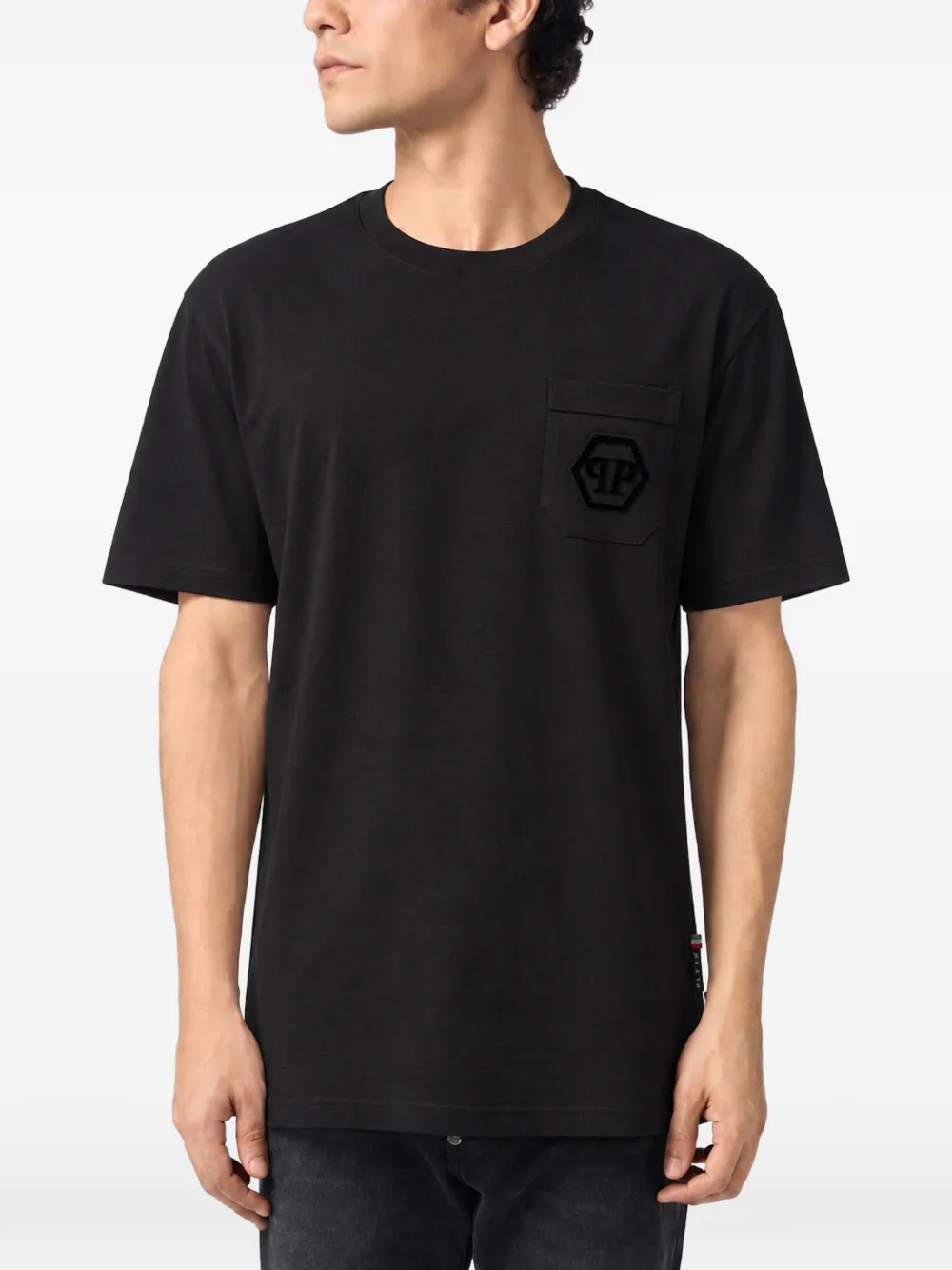 Philipp Plein round-neck T-shirt Hexagon-pocket Zwart