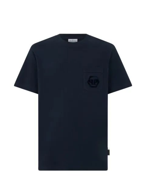 Philipp Plein playera con bolsillo de parche y logo